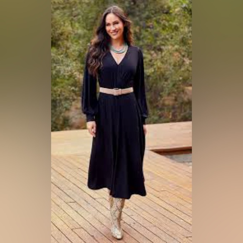 Karen Kane Black Long Sleeve Artisan Dress, size M